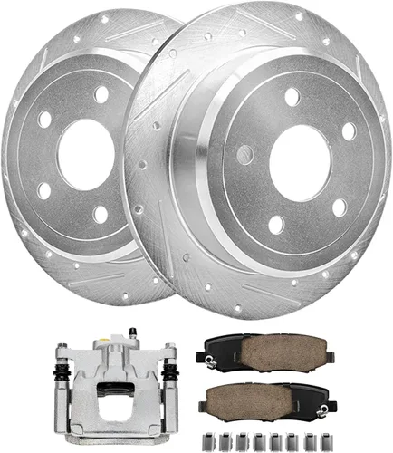 Vista 190 de Detroit Axle - Rotores de freno para Ford 2013-2019 Explorer Taurus Flex Lincoln MKT MKS, rotores de freno de disco ranurados perforados de repuesto