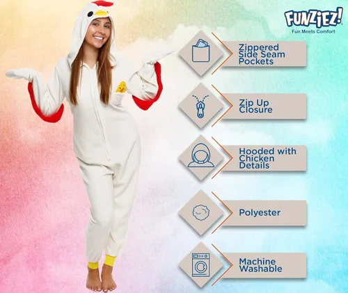 Vista 4 de Slim Fit Adult Onesie - Animal Halloween Costume - Plush Fruit One Piece Cosplay Suit for Women and Men by FUNZIEZ