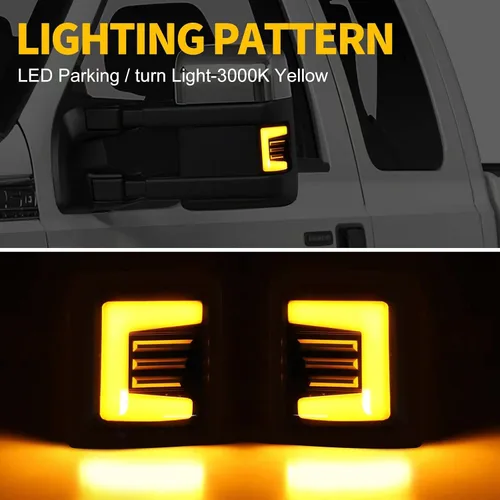 Vista 2 de Switchback - Marcador de espejo lateral, señal de giro y luz de marcha de repuesto para 2008-2016 F250 F350 F450 F550 Super Duty DRL accesorios