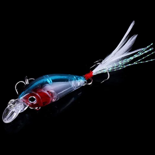 Vista 2 de Paquete de 5 señuelos de pesca Minnow cebo de manivela, señuelos de pesca para lubina, cebo artificial duro, señuelos de pesca Crankbait, ojos 3D