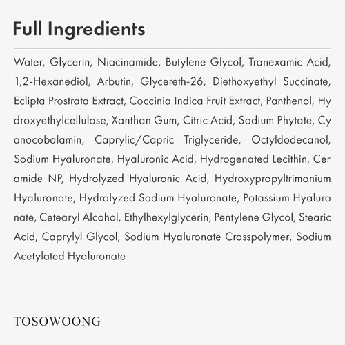 Vista 6 de TOSOWOONG Suero de Niacinamida 10% + Ácido Tranexámico 4%, Arbutina 2%, Ácido Hialurónico, Suero Facial TXA, Piel de Vidrio, Clarificante, Complejo