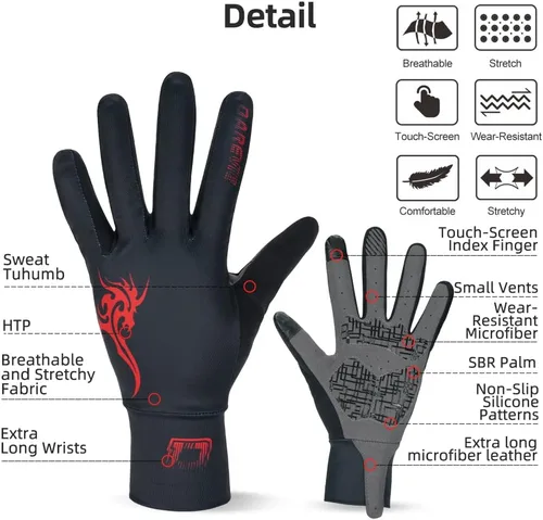 Vista 2 de Darevie Guantes de ciclismo de dedo completo guantes de ciclismo acolchados de gel que absorben los golpes guantes de ciclismo transpirables