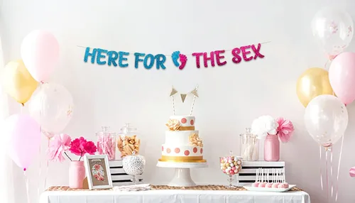 Vista 2 de Cartel de fiesta de revelación de género preencordado, decoraciones y suministros para baby shower, recuerdos de fiesta y regalos