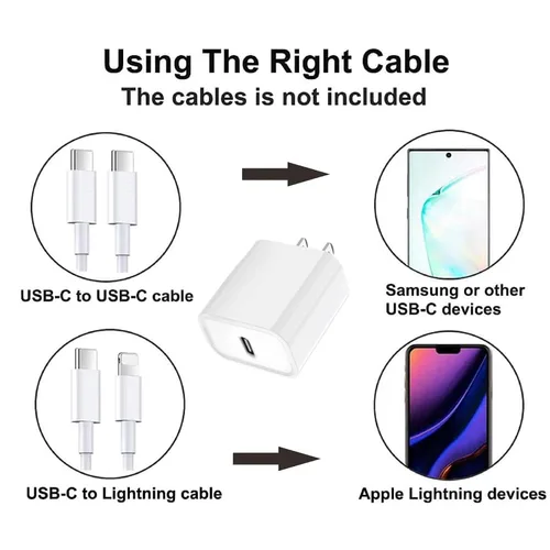 Vista 2 de Bloque de Cargador para iPhone 15 14 13, Cargador USB C de 20W PD, Cargadores de Pared de Tipo C, Adaptador de Suministro de Energía USB-C Duradero