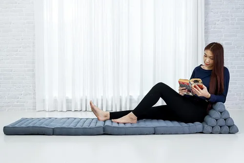 Vista 2 de Leewadee Cómodo Colchón Japonés de Suelo - Cama de Suelo Tailandesa con Cojín Triangular - Colchón Futón - Tapete de Masaje Tailandés XL Extra Cl13