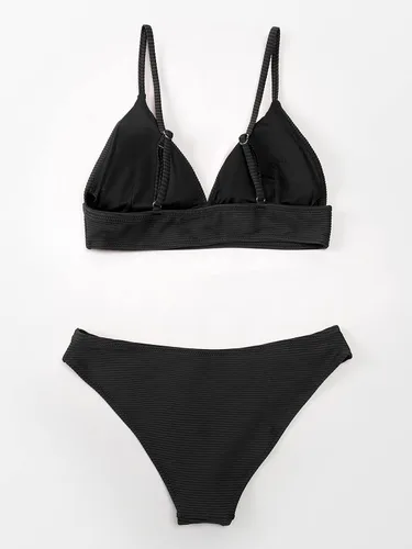 Vista 5 de CUPSHE - Conjunto de traje de baño de dos piezas, bikini sexy, unicolor, con forma triangular, para mujer