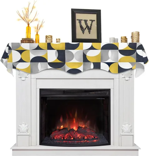 Vista 7 de Bufanda de manto de Feliz Navidad, 60 x 17 pulgadas, flamenco tropical, palmera, chimenea, mantel de chimenea, cubierta de mantel para Navidad