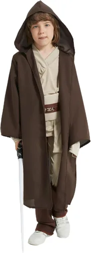 Vista 4 de Conjunto de 5 piezas para niños, disfraz clásico de Halloween para niños y niñas, batas con capucha, versión marrón