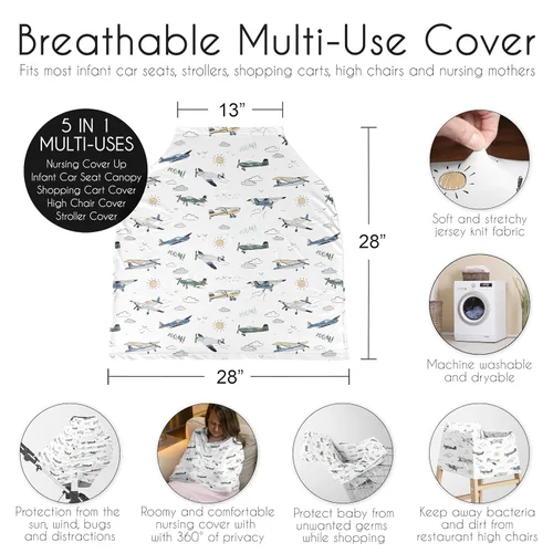 Vista 6 de Sweet Jojo Designs Funda de asiento de coche de bebé para lactancia, lactancia, silla alta, carrito de compras, cochecito, toldo para asiento