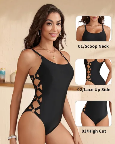 Vista 3 de Tempt Me - Traje de baño de una pieza para mujeres, te hace lucir delgada con sus tirantes cruzados, traje de baño sexy
