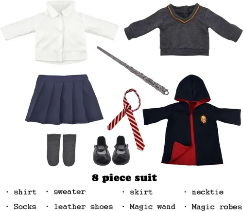 Vista 2 de Ropa y accesorios de muñeca de 18 pulgadas, el conjunto de disfraz de uniforme escolar incluye zapatos para niñas (sin muñeca)