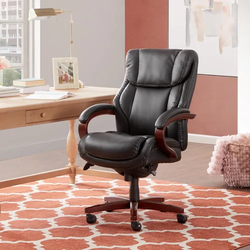 Vista 2 de La-Z-Boy Executive Ergonomic Office Chair with Lumar Support, Leather Chair Negro