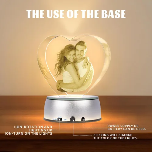 Vista 5 de Foto de cristal 3D, regalos románticos personalizados para mujeres, esposa, hombres, mamá, padre, ella, él, papá, parejas, vidrio óptico grabado