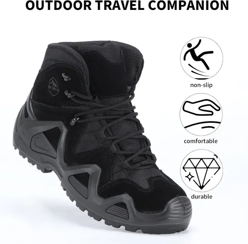 Vista 7 de Men's Military Tactical Boots 6 Inches Lightweight Combat Boots Waterproof Hiking Boots Durable Outdoor Work Boots