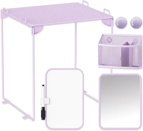 Vista 7 de Svartur Kit organizador de casillero negro con estante, estante, espejo, soporte para bolígrafos, pizarra blanca, artículos esenciales