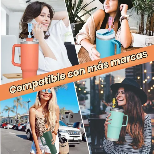 Vista 7 de AIERSA 10 Tapas de Cobertura para Pajita para Vaso Stanley, Tapa de Pajita de Silicona Compatible con Vaso Stanley de 30 y 40 Oz con Asa
