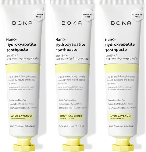 Vista 11 de Boka Pasta de dientes sin flúor, pasta de dientes nano hidroxiapatita, adecuada para dientes sensibles, para adultos y niños, sabor a lavanda limón