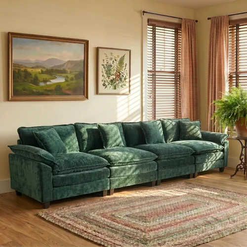 Vista 16 de Sofá modular modular de felpilla beige de 78 pulgadas para sala de estar, sofá modular de felpilla beige para sala de estar, sofás para sala