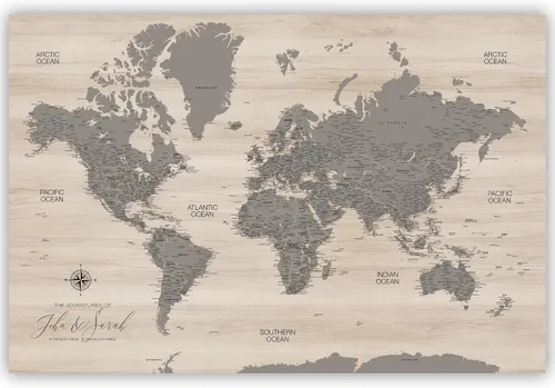 Vista 9 de HolyCowCanvas Mapa Personalizado de Pin de Empuje del Mundo en Lienzo, Tablero de Mapa del Mundo, Mundo para Marcar Lugares, Rastrear Viajes, Regalo