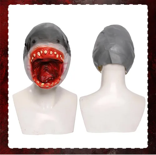 Vista 6 de Shark Head, Realistic Latex Halloween Mask for Cosplay, Shark Mask