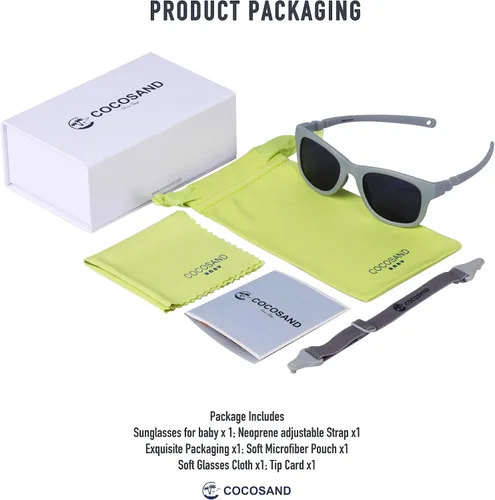 Vista 2 de COCOSAND Gafas de sol para niños pequeños con correa polarizada, lentes de ojo cuadrado para bebés y niñas de 0 a 24 meses