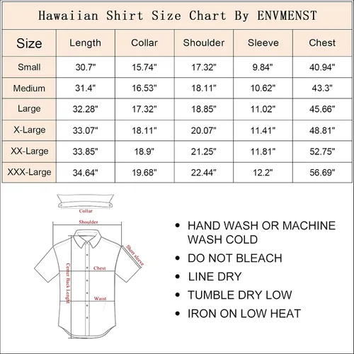 Vista 7 de ENVMENST Hawaiian Shirt for Men Short Sleeve Beach Printed Summer Button Down Aloha Shirt(S-3XL)