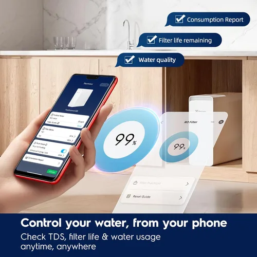 Vista 3 de Electrolux Sistema de ósmosis inversa sin tanque WiFi 600GPD, pH mineral alcalino, pH mineral alcalino, filtro RO 3:1 puro para drenar debajo