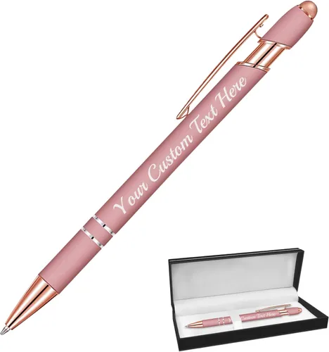 Vista 25 de Bolígrafo personalizado, 1 unidad, bolígrafo personalizado con logotipo de mensaje de nombre comercial grabado, lápiz digital de tinta negra suave