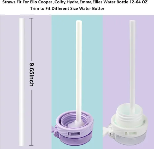 Vista 2 de Pajitas de repuesto compatibles con Ello Colby, Cooper, Hydra, botella de agua de vaso, jarra ZULU, 6 popotes y 1 cepillo de limpieza