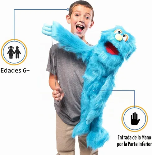 Vista 2 de Marioneta de monstruo azul de 30 pulgadas, títere de estilo ventrílocuo de cuerpo entero