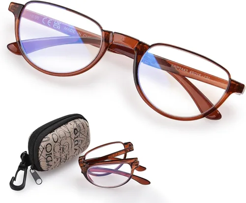 Vista 11 de Gafas de Lectura Plegables para Mujeres y Hombres Portátiles con Filtro de Luz Azul Anteojos de Lectura Compactos con Estuche con Cremallera
