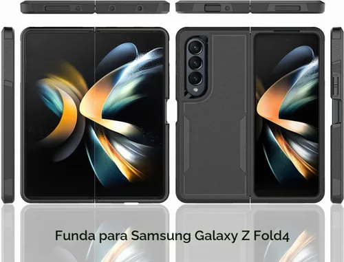 Vista 2 de Funda WOGROO para Samsung Galaxy Z Fold 4 - Funda protectora para teléfono a prueba de golpes, duradera, negra