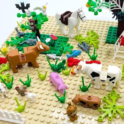 Vista 5 de SAIBURAZ Juego de 39 figuras de animales amigos, bloques de construcción, juguete de animales de granja/zoológico, regalo para niños y niñas de 6+