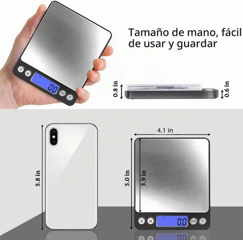 Vista 3 de Fuzion Báscula de gramos pequeña de 105.82 oz, báscula digital de alimentos Negro