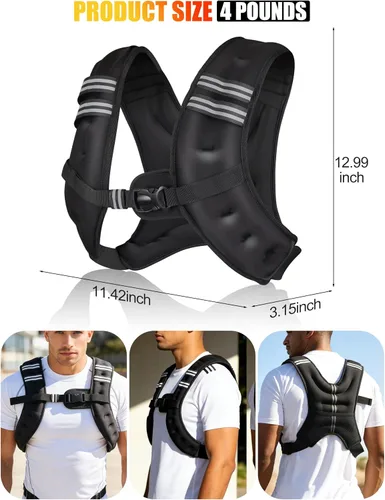 Vista 2 de Henkelion - Chaleco con peso para hombres, mujeres y niños, pesos incluidos, chalecos de peso corporal ajustables para correr, entrenamiento
