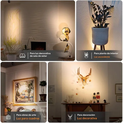 Vista 8 de URTOM Paquete de 2 luces ascendentes para interiores con control remoto, 3 W hacia arriba luces enchufables para interiores con función de memoria