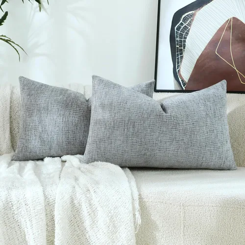 Vista 20 de Stellhome Juego de 2 fundas de almohada de felpilla azul gris de 16 x 16 pulgadas, fundas de cojín con textura de línea suave, decoración bohemia