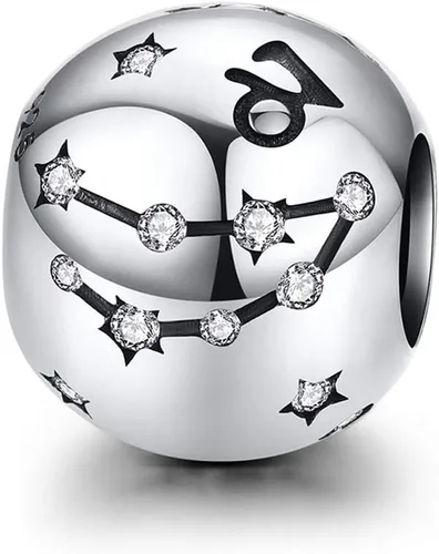 Vista 24 de Abalorio de constelación de plata de ley 925 con piedra natal para pulsera Pandora, regalo para aniversario, cumpleaños, Navidad Acuario A
