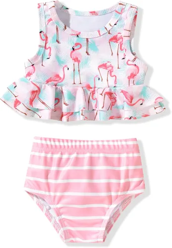 Vista 13 de Aalizzwell Traje de Baño para Niña Pequeña de Dos Piezas Traje de Baño Bikini para Playa Bandera americana B