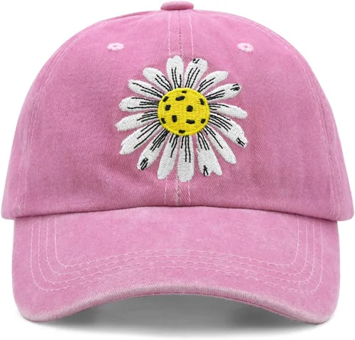 Vista 12 de Waldeal Sombrero de pickleball para mujer, gorra de béisbol bordada con margaritas Beige