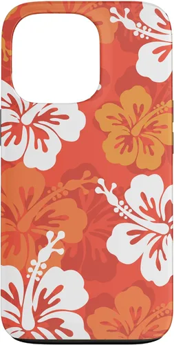 Vista 10 de Carcasa para iPhone 17 con diseño de flores hawaianas tropicales de hibisco naranja Y2K