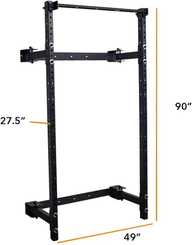 Vista 7 de PRx Performance Soporte plegable para sentadillas de pared, barra de dominadas ajustable resistente, equipo de gimnasio en casa que ahorra espacio