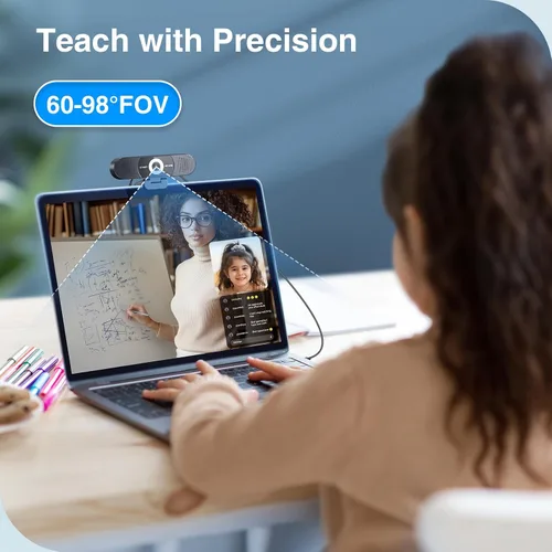 Vista 8 de EMEET C980 PRO Cámara web 4K 3-en-1 con micrófono y altavoz, cámara web de gran angular de 60°-98° con 4 micrófonos con cancelación de ruido, 2