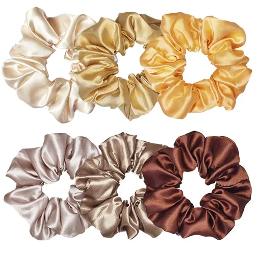 Vista 22 de 6 coleteros de seda satinada – Ligas suaves para el cabello, bandas para el cabello de moda, lazos, pulseras elásticas y soportes para cola