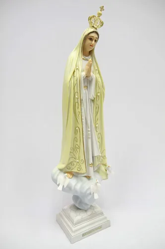Vista 2 de Vittoria Collection Estatua de Virgen María peregrina de 20 pulgadas con corona hecha en Italia para interiores y exteriores, gruta de jardín
