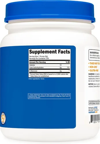 Vista 5 de Nutricost D-Manosa en polvo 17.64 oz (250 porciones) Sin gluten, Vegano Sin OGM