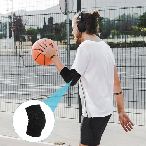 Vista 6 de 1 par de coderas, protector de codo de voleibol, protector de codo transpirable anticolisión, almohadillas de esponja para fitness, baloncesto