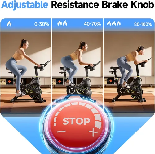 Vista 4 de YPOO Exercise Bike Adjustable Magnetic Resistance 330LBS,APP Courses