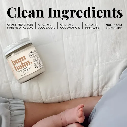 Vista 3 de Amallow Baby Bum Balm – Crema de área de pañales para piel sensible y propensa a erupciones – Sin petróleo ni fragancia – Bálsamo hidratante suave