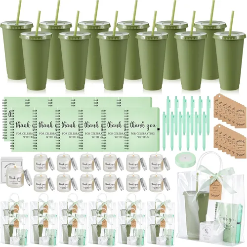 Vista 42 de Nuogo - Juego de 2 premios de ducha para padres para adultos, regalo de despedida de soltera, vaso de plástico, cuaderno con vela perfumada, bolsa